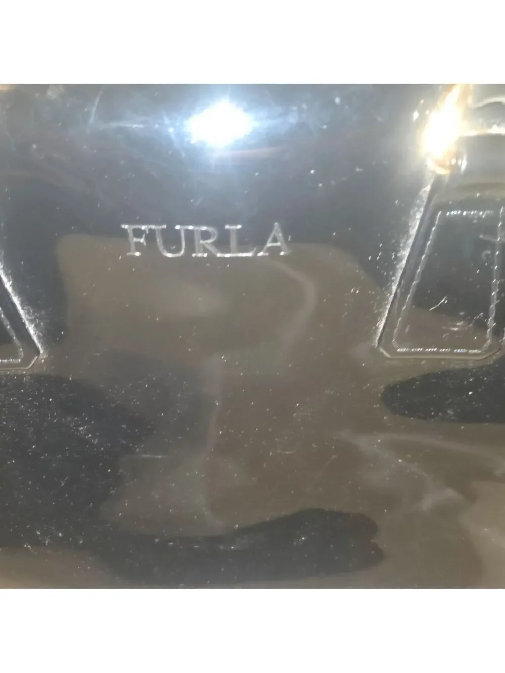 Furla Candy‎ Bag Black Patent PVC Jelly Satchel Top Handle Bag